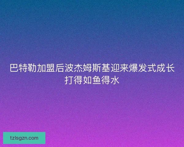 巴特勒加盟后波杰姆斯基迎来爆发式成长打得如鱼得水 巴特勒加盟后波杰姆斯基迎来爆发式成长打得如鱼得水
