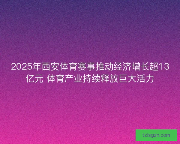 2025年西安体育赛事推动经济增长超13亿元 体育产业持续释放巨大活力