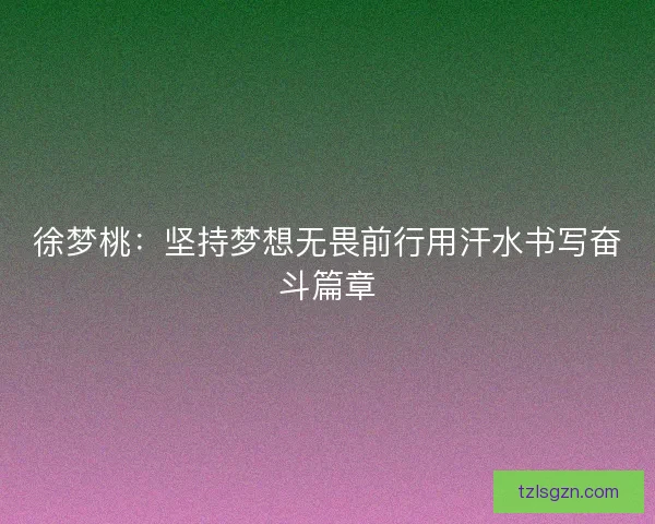 徐梦桃:坚持梦想无畏前行用汗水书写奋斗篇章 徐梦桃:坚持梦想无畏前行用汗水书写奋斗篇章